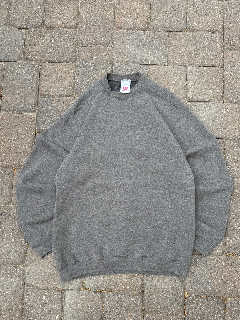 Vintage 90s Wilson Heather Gray Blank Raglan Crewneck Sweatshirt Men’s XL